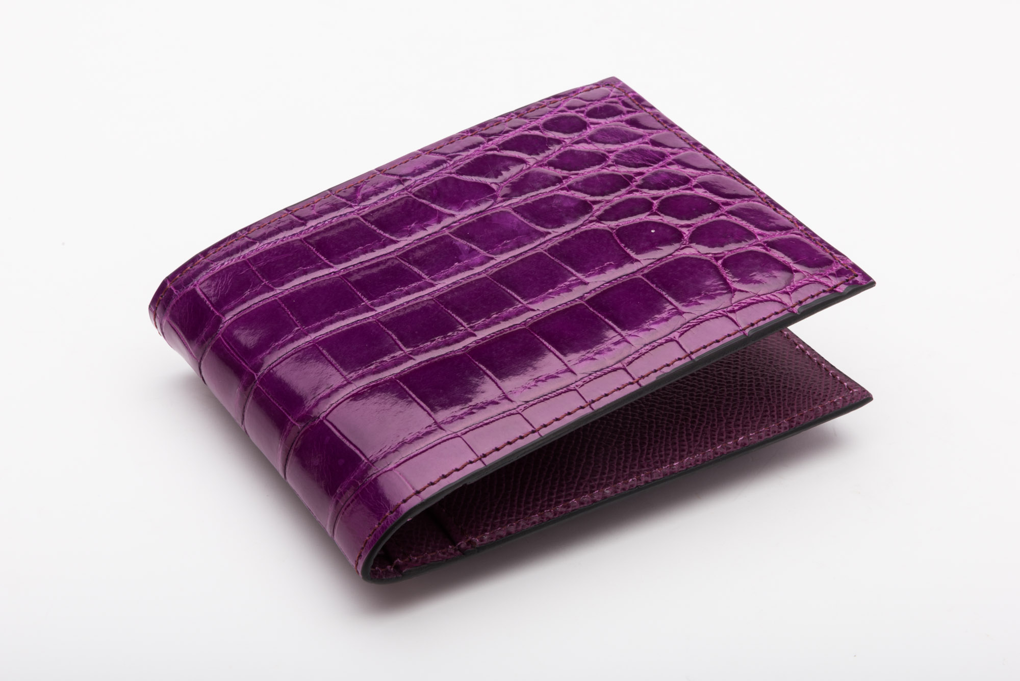 Portafoglio vero coccodrillo viola - immagine 2