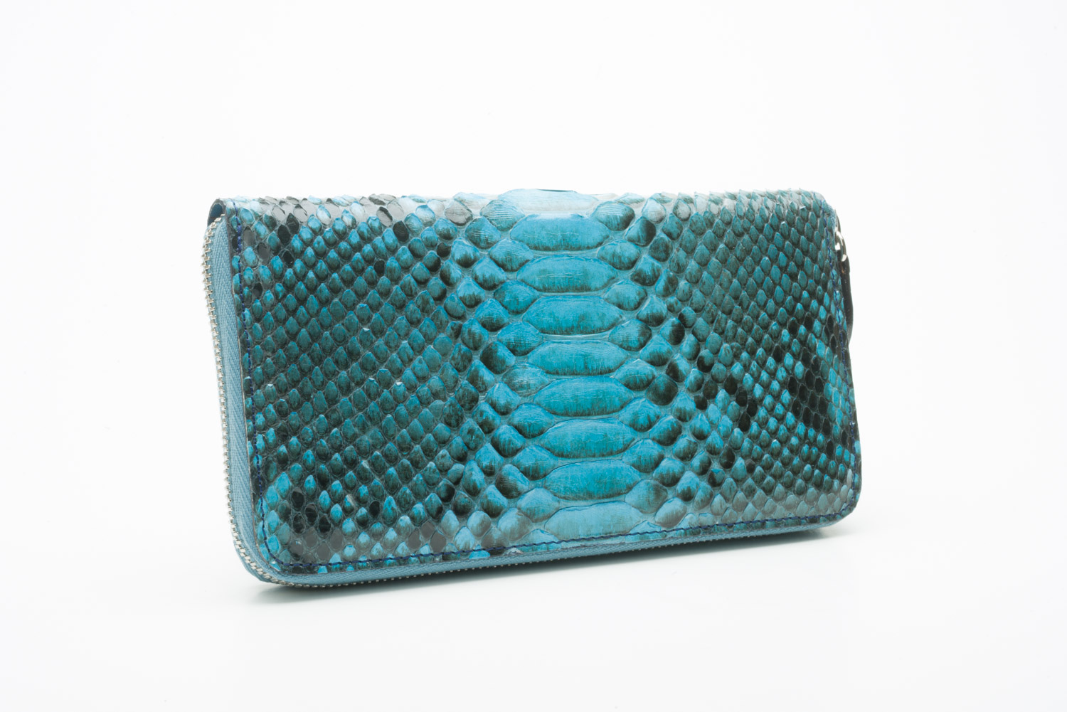 Portafoglio donna zip pitone turchese - immagine 2