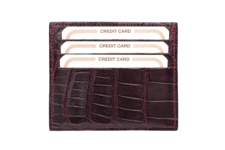 Porta carte di credito coccodrillo dark bordeaux
