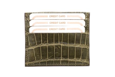Porta carte di credito alligatore verde lux