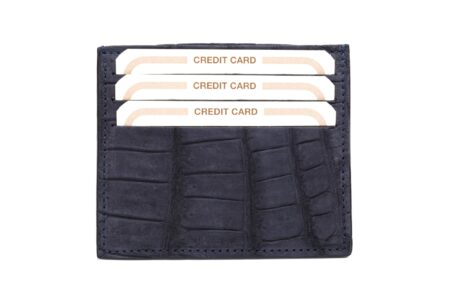 Porta carte di credito coccodrillo velour blu