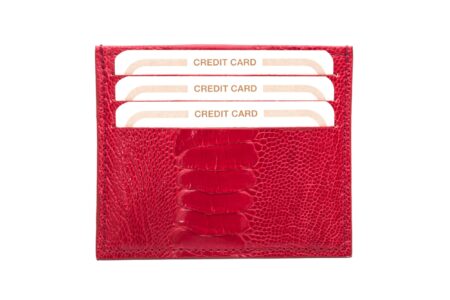 Porta carte di credito zampa struzzo rosso