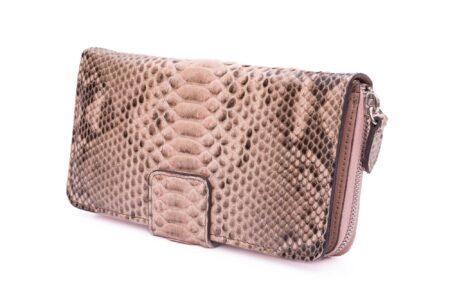 Portafoglio donna zip pitone rosa antico