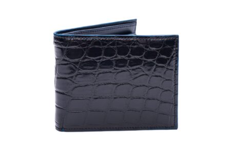 Portafoglio uomo mid coccodrillo blu scuro
