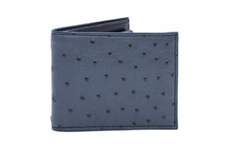 Portafoglio mid struzzo blu navy